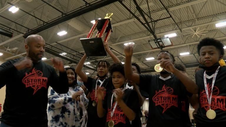 Beloit Students celebrating basketball win